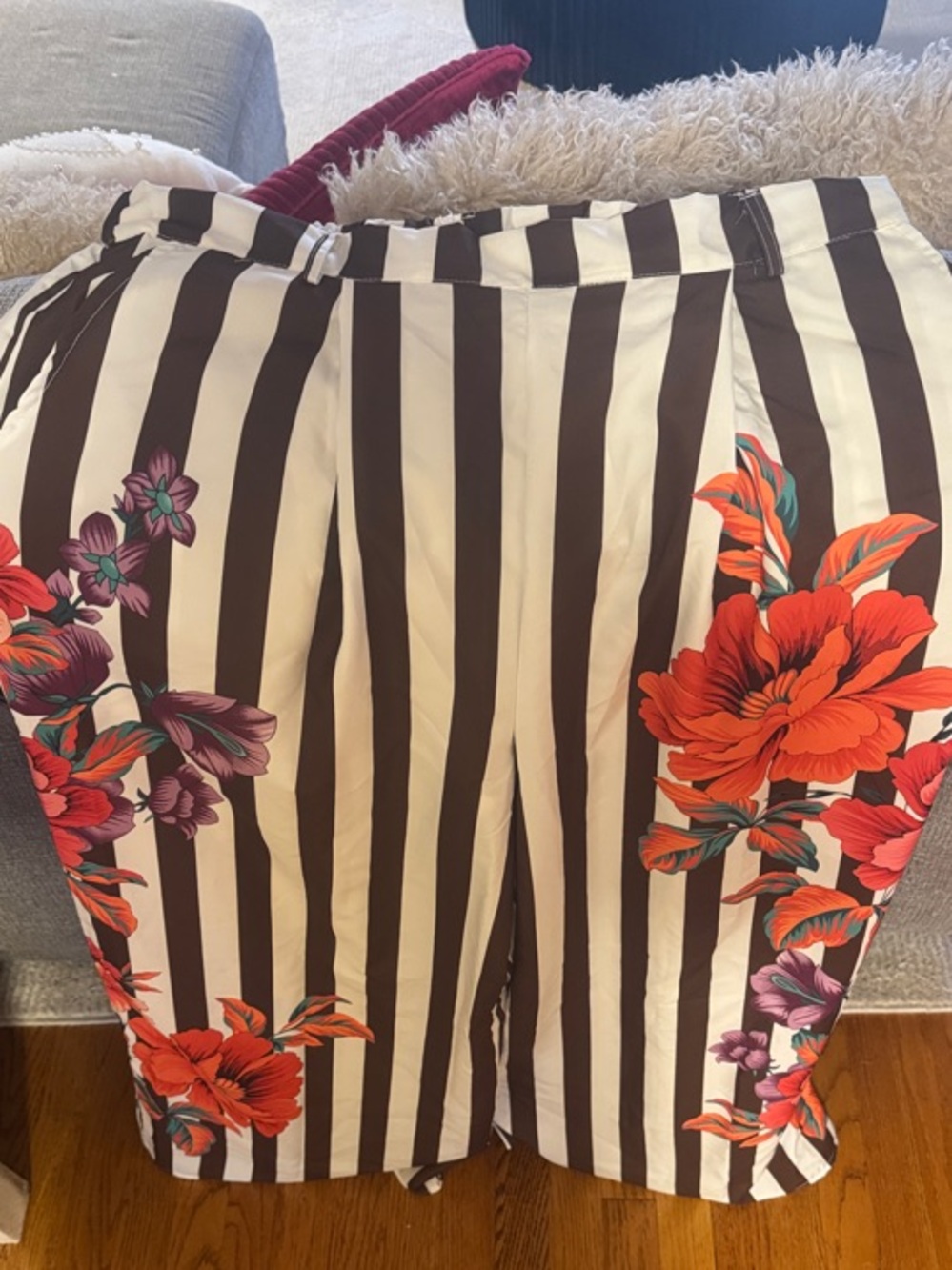 Striped Brown & White Floral Women’s pants